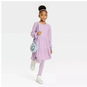 Girls' Tiered Long Sleeve Cozy Waffle Dress by Cat & Jack Purple
